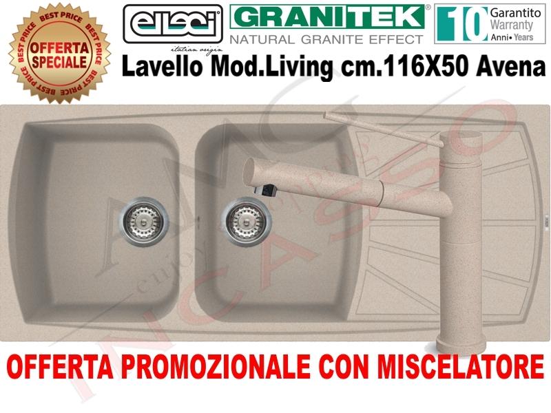 Miscelatori Cucina Lavello Avena.Lavello Cucina 2 Vasche Living Granitek Cm 116x50 G51 Avena Con Miscelatore Opzionale Amg Incasso Elettrodomestici Da Incasso