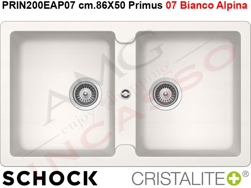 Altezza Da Terra Scarico Lavello Cucina.Lavello Cucina Primus 2 Vasche Cm 86x50 Cristalite 07 Bianco Alpina Amg Incasso Elettrodomestici Da Incasso