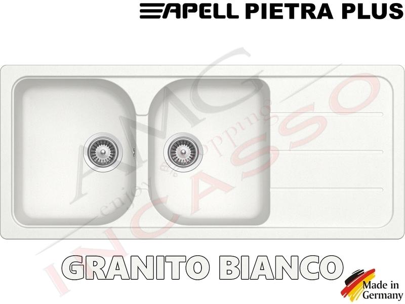 Lavello Cucina Incasso Bianco.Lavello Cucina Pietra Plus 2 Vasche Cm 116x50 Fragranite Bianco Amg Incasso Elettrodomestici Da Incasso