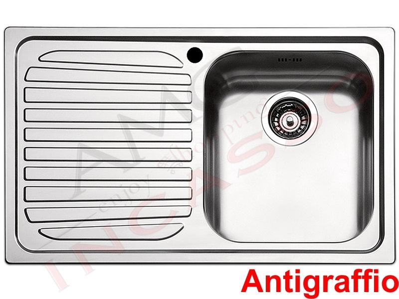 Lavello Cucina Acciaio Inox Antigraffio.Lavello Cucina Venezia 1 Vasca Cm 79x50 Acciaio Inox Antigraffio Amg Incasso Elettrodomestici Da Incasso