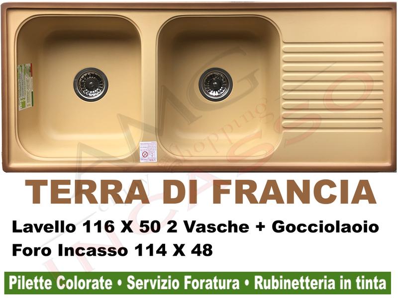 Lavello Per Cucina Terra Di Francia.Lavello Futura 500 Nna 116x50 2 Vasche Gocc Ultraquarz Terra Di Francia Amg Incasso Elettrodomestici Da Incasso