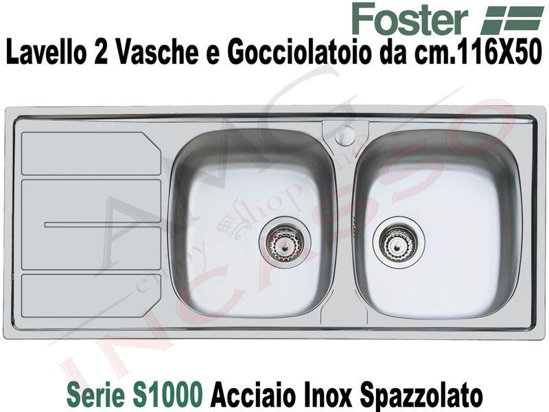 Lavelli Cucina Acciaio Inox Foster.Lavello Cucina S1000 2 Vasche Destre Cm 116x50 Acciaio Inox Amg Incasso Elettrodomestici Da Incasso