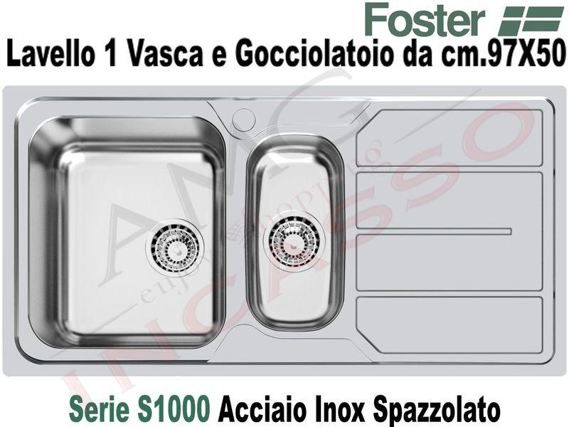 Lavello Cucina Acciaio Inox.Lavello Cucina S1000 1 Vasca E Sinistra Cm 97x50 Acciaio Inox Amg Incasso Elettrodomestici Da Incasso