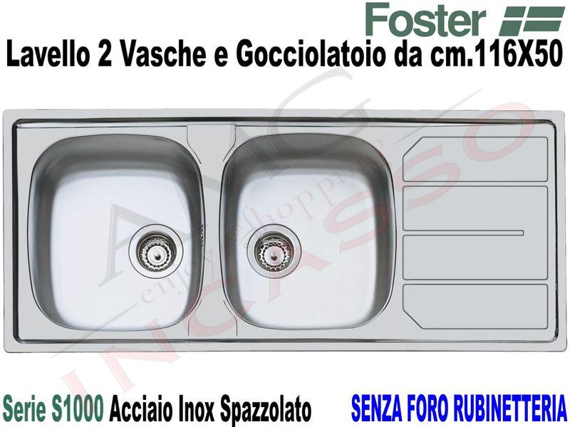 Lavello Cucina Inox Due Vasche.Lavello Cucina S1000 2 Vasche Cm 116x50 Acciaio Inox Spazzolato Amg Incasso Elettrodomestici Da Incasso