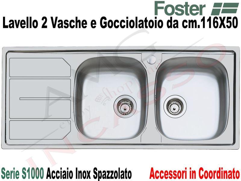 Accessori Per Lavelli Foster.Lavello Cucina S1000 2 Vasche Destre Cm 116x50 Acciaio Inox Spazzolato Amg Incasso Elettrodomestici Da Incasso