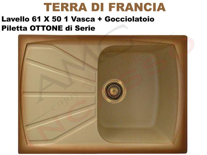 Lavello Cucina In Terra Di Francia.Lavello Living Lsl12512 61x50 1 Vasca Gocc Terra Di Francia Piletta Ottone Amg Incasso Elettrodomestici Da Incasso