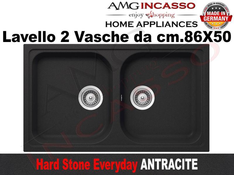 Lavello Cucina Fragranite Ariston.Lavello Cucina Everyday 2 Vasche Cm 86x50 Fragranite Antracite Amg Incasso Elettrodomestici Da Incasso