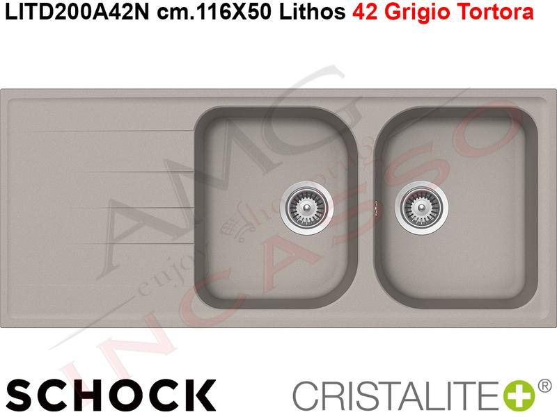 Lavello Della Cucina Definizione.Lavello Lithos Litd200a42n 116x50 2 Vasche Gocc Cristalite Grigio Tortora Amg Incasso Elettrodomestici Da Incasso