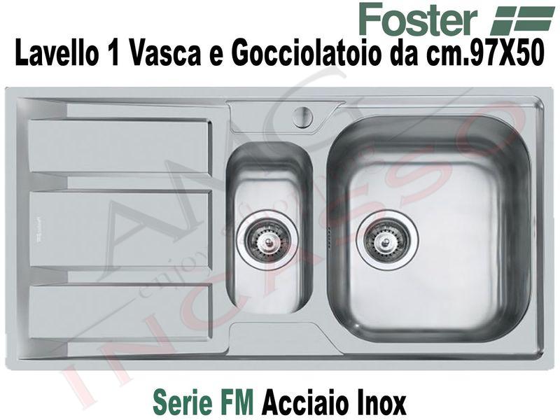 Lavello Cucina 1 Vasca Acciaio Inox.Lavello Cucina Fm 1 Vasca E Destra Cm 97x50 Acciaio Inox Amg Incasso Elettrodomestici Da Incasso