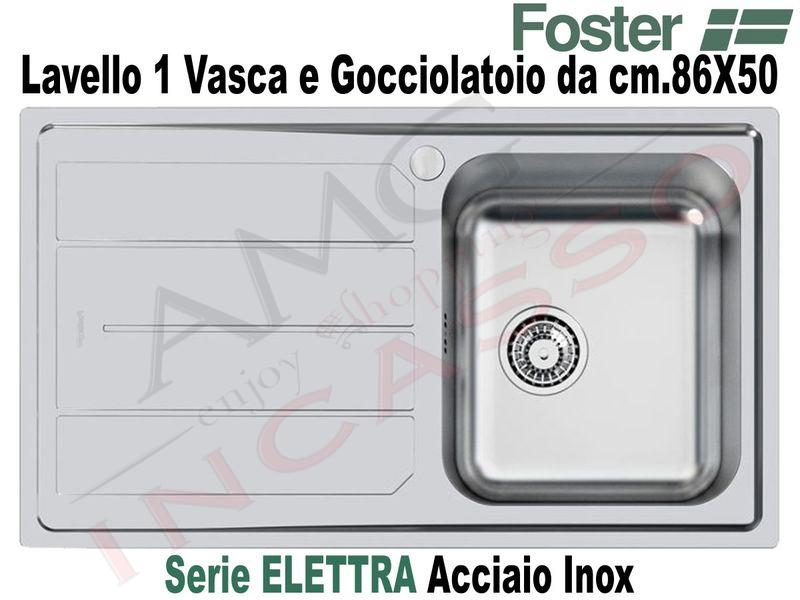 Lavello Cucina 1 Vasca 86x50.Lavello Cucina Elettra 1 Vasca Destra Cm 86x50 Acciaio Inox Amg Incasso Elettrodomestici Da Incasso