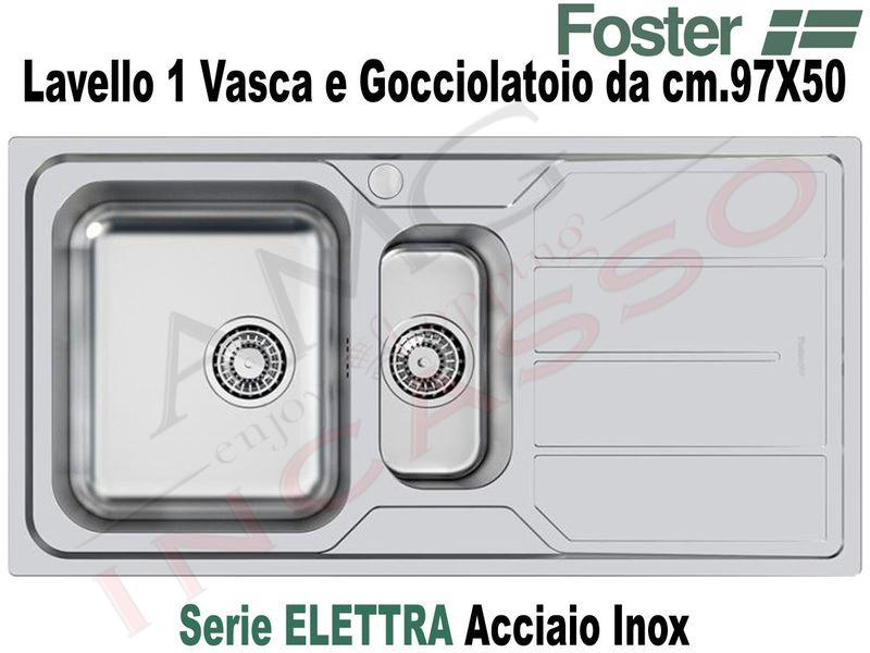 Lavello Cucina 1 Vasca Acciaio Inox.Lavello Cucina Elettra 1 Vasca E Sinistra Cm 97x50 Acciaio Inox Amg Incasso Elettrodomestici Da Incasso