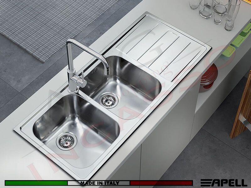 Lavello Lavandino Cucina Inox da incasso cm 86 x 50 ala Sx con Piletta e  Sifone