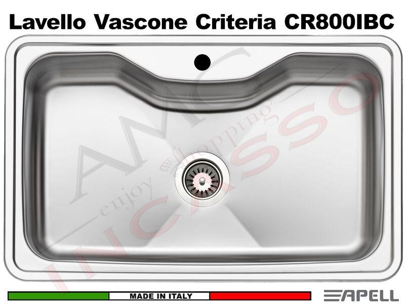 Lavello Cucina Criteria 1 Vasca cm. 86x50 Acciaio Inox