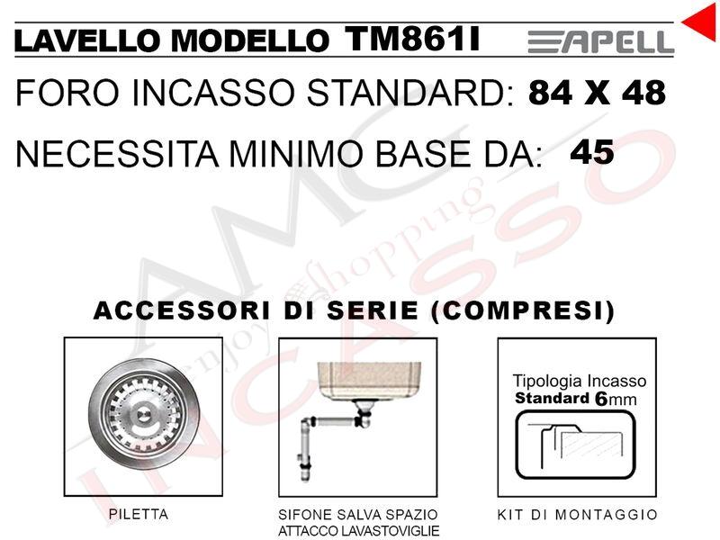 Lavello da Appoggio Apell Acciaio Inox Supremo 90x50 cm PI901 - UP