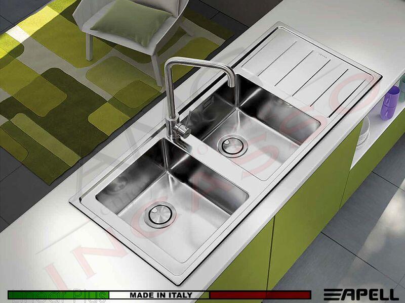 Lavello Cucina 1 Vasca 86x50 cm in Acrilico con Gocciolatoio Apell Pietra  Plus Alluminio