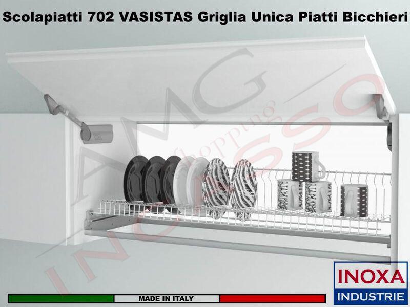 Kit Scolapiatti Vasistas Pensile da 40 INOXA 702/40 Griglia unica + 2  Staffe 901