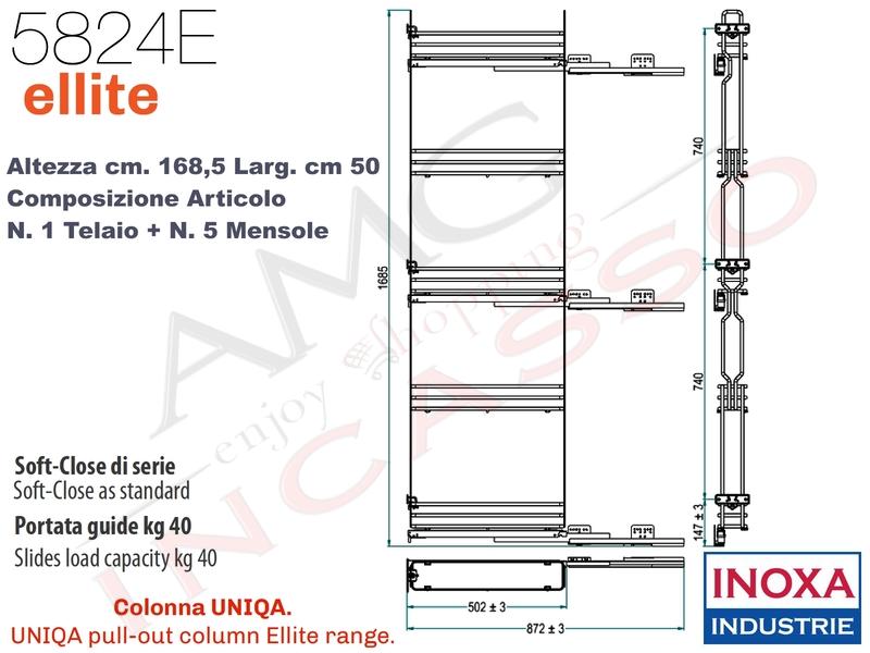 Colonna Portabottiglie Estraibile ELLITE 842ER Altezza 172 Larg.15 Ardesia