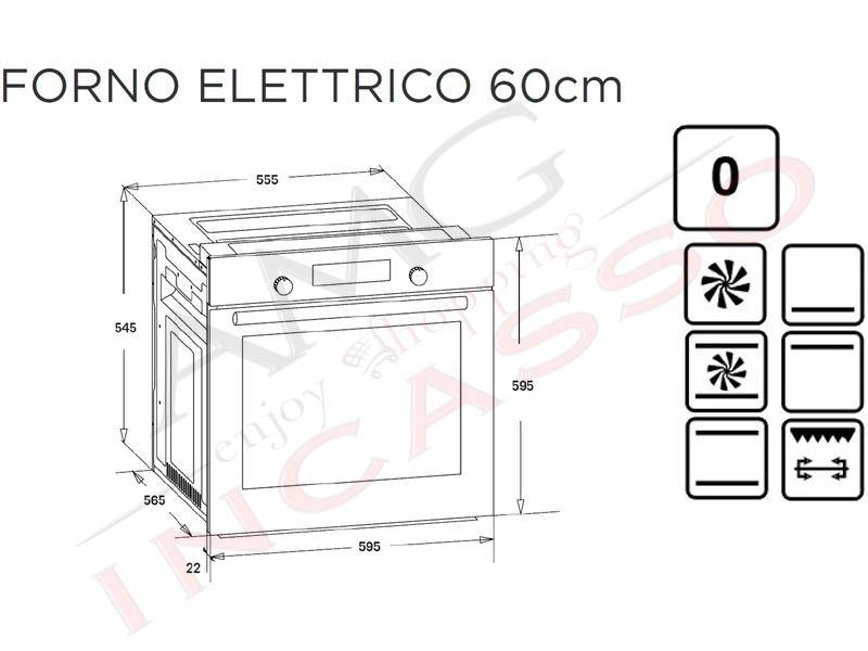 Forno a Gas Ventilato con Grill Slim Line cm. 60 Acciaio Inox 4 Funzioni  Classe A