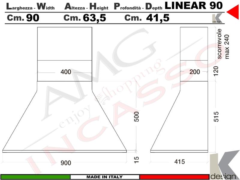 Lav.in L012P12E10 - COUNTRY Cappa cm. 120 - nero opaco design parete