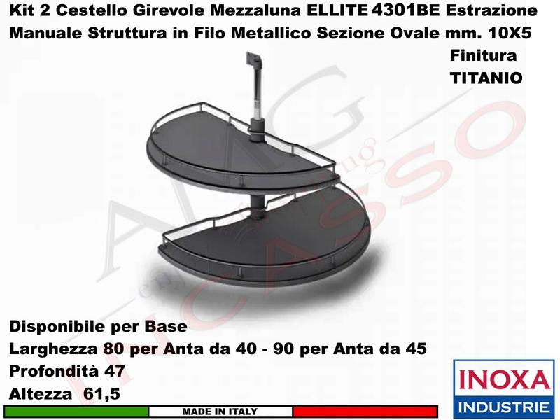 Cestello Girevole Mezzaluna Deluxe Base Min.90x60 X Anta 45 Cromo Bianco