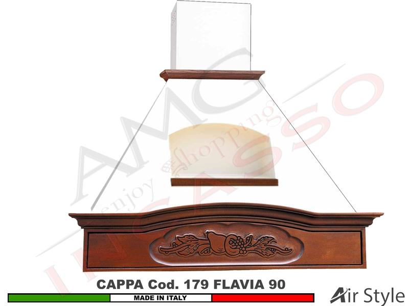 Cappa Angolo Flavia 103X103 Legno Frassino o Tiglio Grezza + Motore 420 m3/h