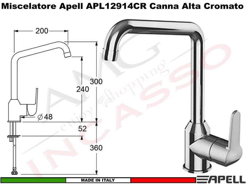 Miscelatore Rubinetto Monocomando APELL APL12914CR Canna Alta Cromato