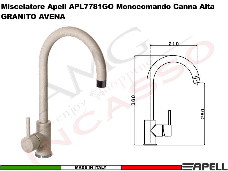 Miscelatore Rubinetto Monocomando APELL APL7781GO Canna Alta AVENA