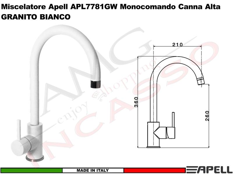 Miscelatore Rubinetto Monocomando APELL APL7781WH Canna Alta BIANCO