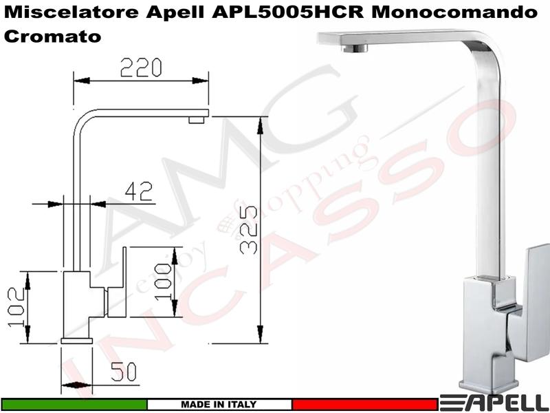 Miscelatore Rubinetto Monocomando APELL APL5005HCR Canna Alta Cromato