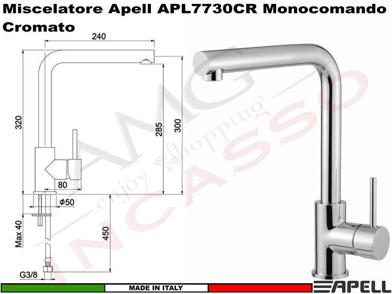 Miscelatore Rubinetto Monocomando APELL APL7730CR Canna Alta Cromato