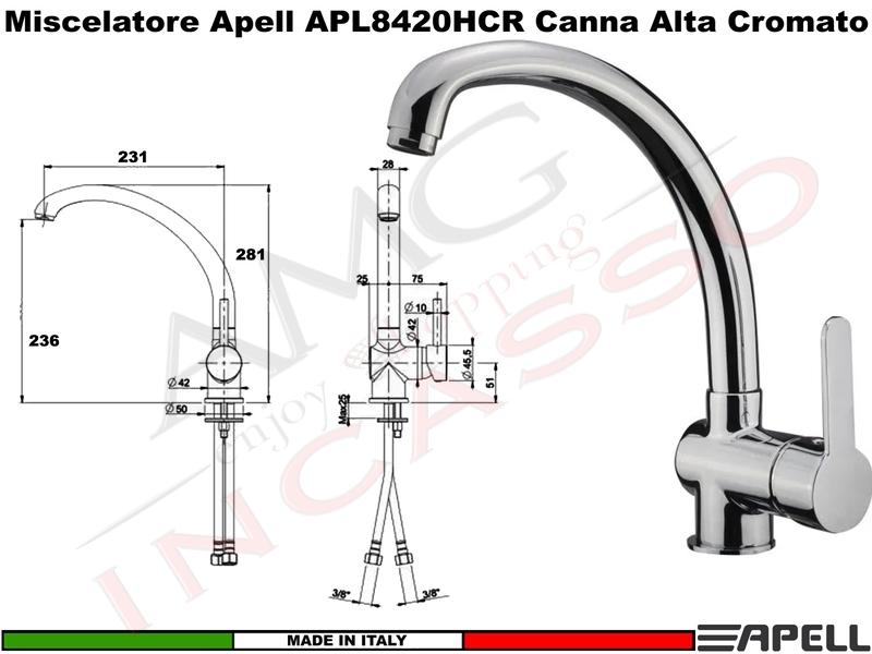 Miscelatore Rubinetto Monocomando APELL APL8420HCR Canna Alta Cromato