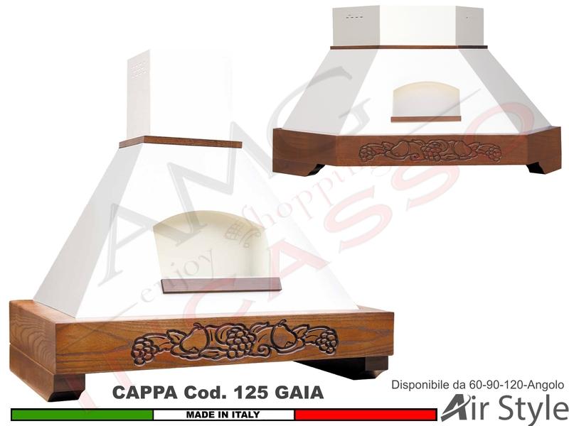 Cappa Rustica GAIA 60/90/120/Angolo Legno Frassino/Tiglio Grezza + MOTORE 420 m³