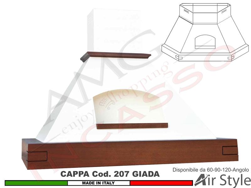 Cappa Rustica GIADA 60/90/120/Angolo Legno Frassino/Tiglio Verniciata + MOTORE 420 m³