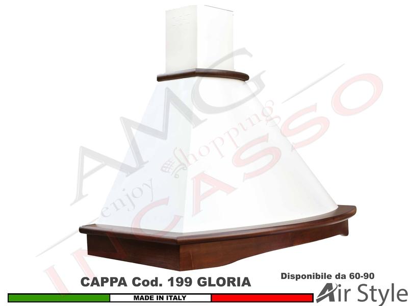 Cappa Parete Rustica GLORIA 60/90 Legno Frassino /Tiglio Grezzo + MOTORE 420 m³/h