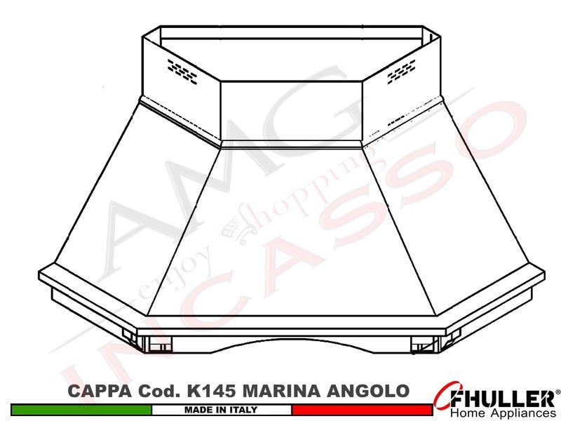 Cappa Angolo MARINA 103X103 Legno Frassino o Tiglio Verniciata + MOTORE 420 m³h