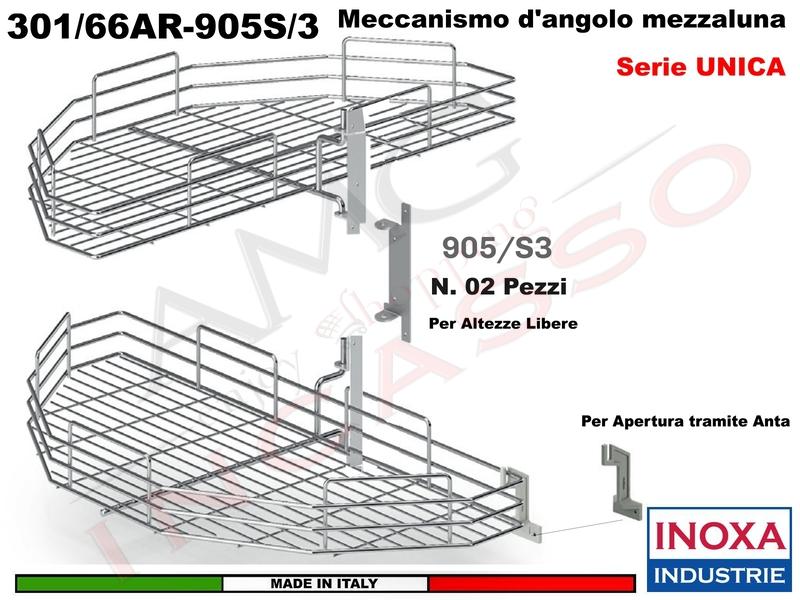 Kit 2 Art.301/66AR Mezzaluna Girevole +2 Staffe 905/S3+1 Aggancio 905/S5 ARDESIA