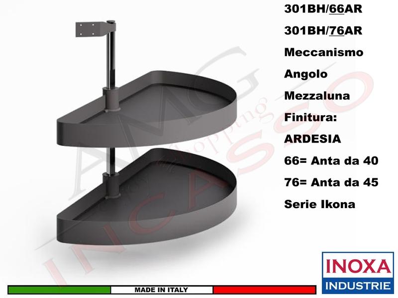 Kit 2 Cestelli Mezzaluna Girevoli x Base Min.100X60 Per Anta 40 Ardesia