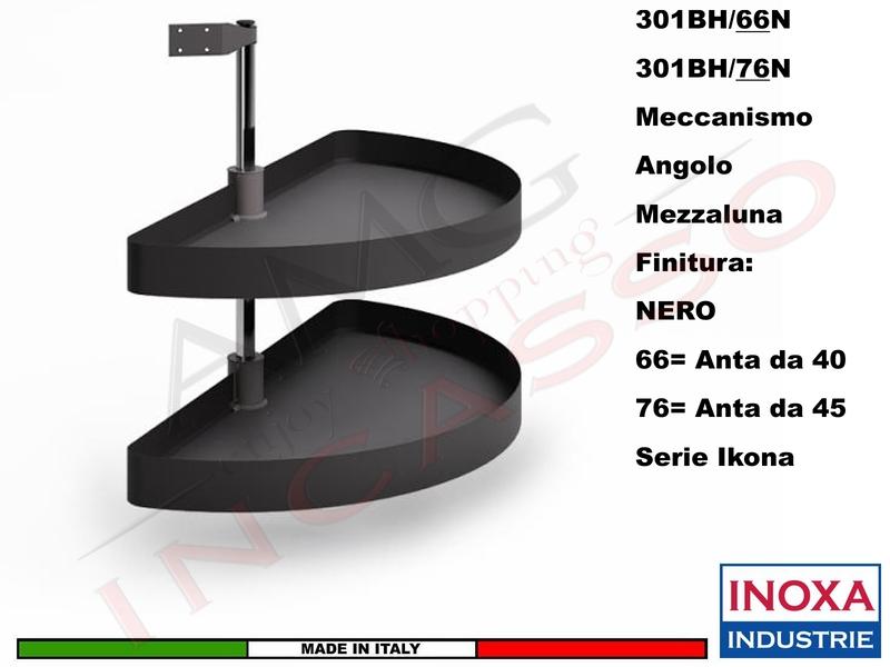 Kit 2 Cestelli Mezzaluna Girevoli x Base Min.100X60 Per Anta 40 Nero