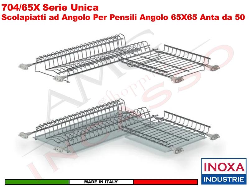 Scolapiatti Doppio Angolare Acciaio 704/65X per Pensile Angolo da 65X65