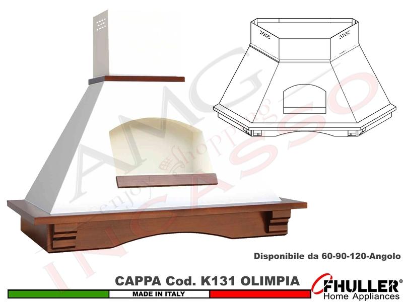 Cappa Rustica OLIMPIA 60/90/120/Angolo Legno Frassino/Tiglio Verniciata + MOTORE 420 m³