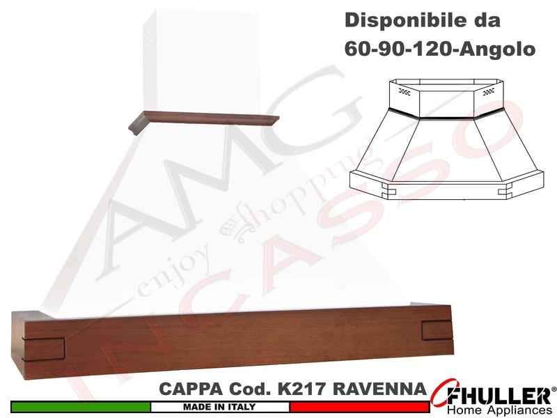 Cappa Parete Rustica RAVENNA 60-90-120-Angolo Legno Frassino / Tiglio Grezzo + MOTORE 420m³