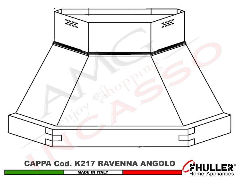 Cappa Angolo RAVENNA 103X103 Legno Frassino o Tiglio Verniciata + MOTORE 420 m3/h