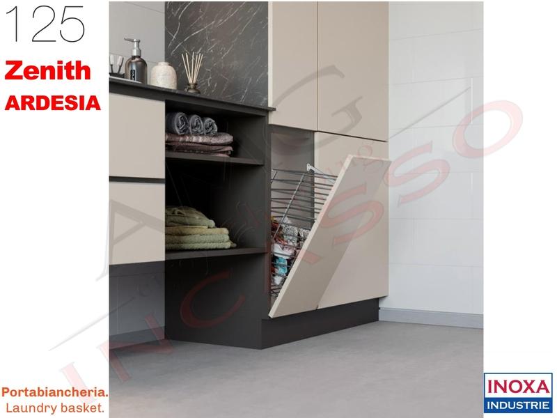 Cesto Portabiancheria 125 INOXA per anta a ribalta Serie ZENITH Base 30 Ardesia