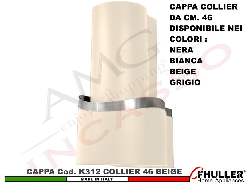 Cappa Cucina Parete Moderna 46 COLLIER K312 BG Verniciata BEIGE + MOTORE 420 m³/h