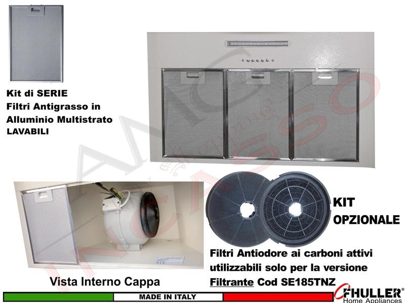 Cappa Cucina Parete Moderna da cm. 80 INFINITY K411 Verniciata Bianca - Beige - Grigia - Nera