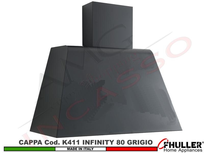 Cappa Cucina Parete Moderna da cm. 80 INFINITY K411 GR Verniciata Grigio