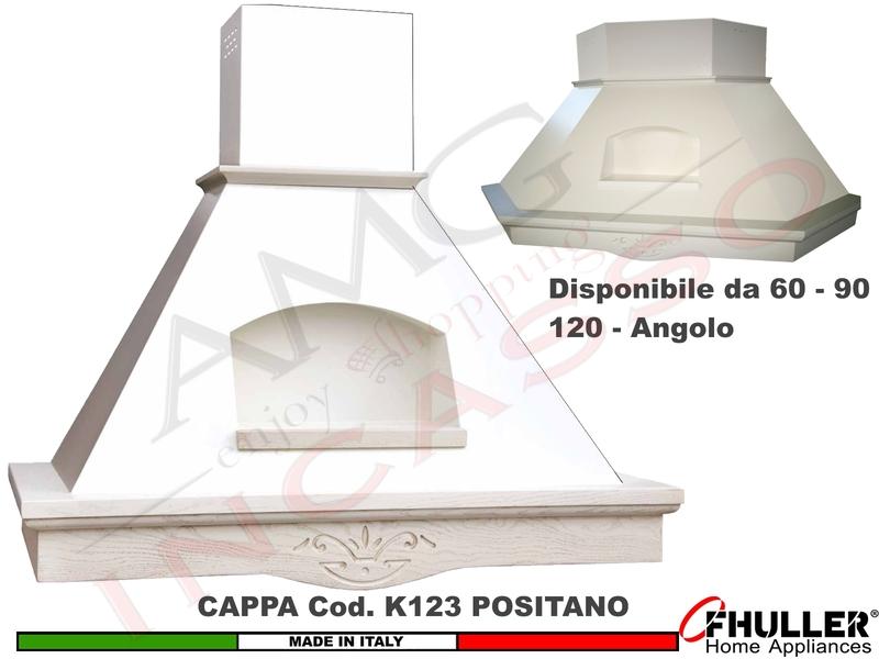 Cappa Parete Rustica POSITANO 60/90/120/Angolo Legno Frassino/Tiglio Verniciata + MOTORE 420 m³