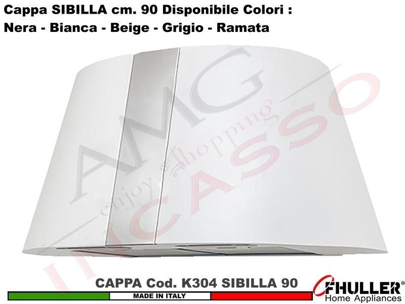 Cappa Cucina Parete Moderna 75 SIBILLA K304 Bianca/Beige/Grigio/Nera MOTORE 420 m³/h