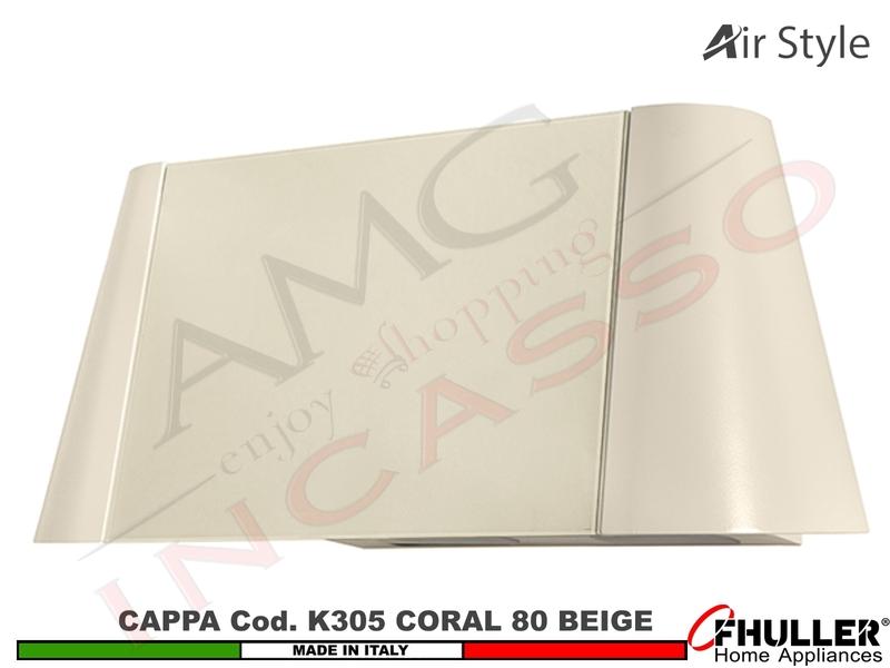 Cappa Parete Moderna 80 CORAL K305 BG Verniciata Beige - Vetro Beige