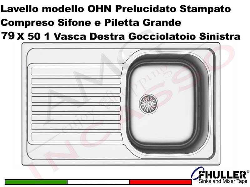 Lavello Apell Oceano Acciaio Prelucido cm. 79 X 50 1V DX e Gocc. SX